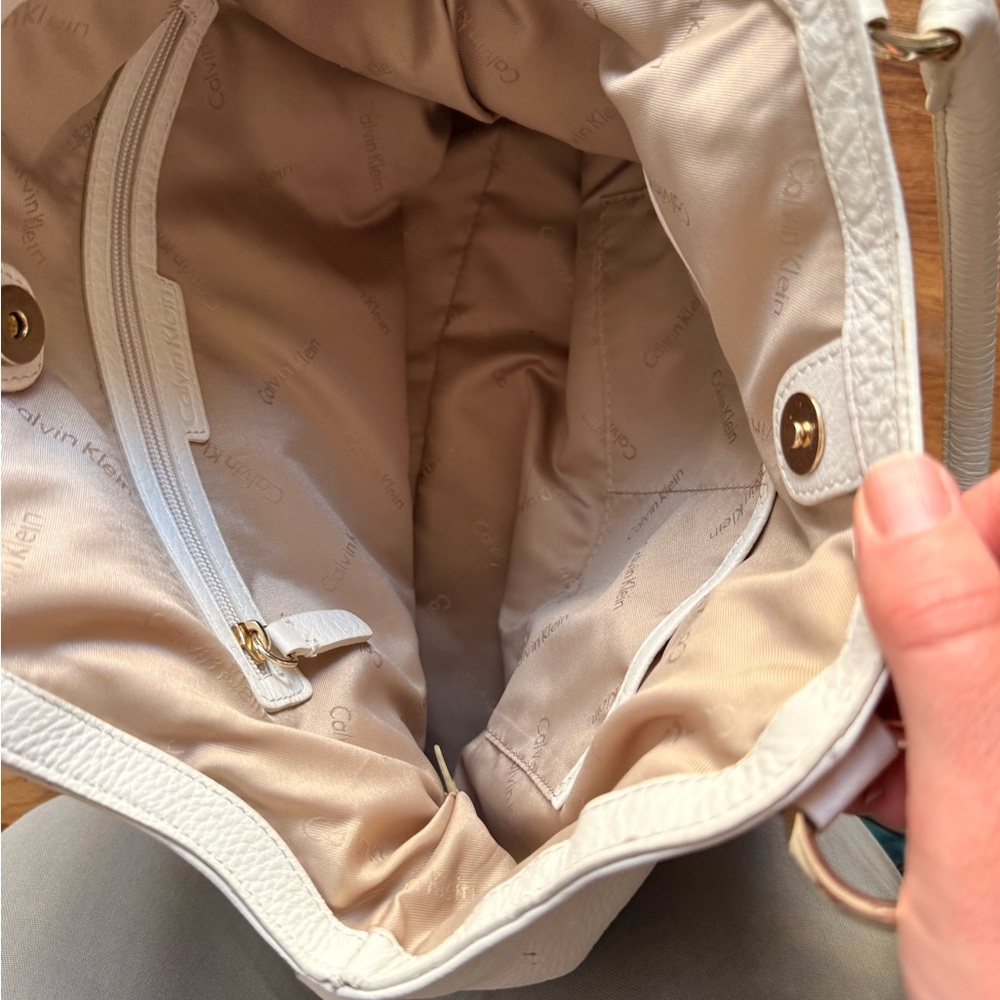 Calvin Klein Cream Leather Satchel with Gold Hardware - Picture 8 of 8